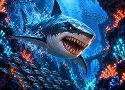 Ilustração de tema tubarão para slot